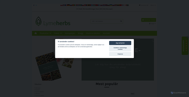 Security scan screenshot of https://lymeherbs.se