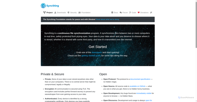 Security scan screenshot of https://syncthing.net/