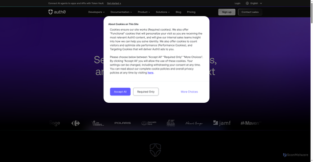 Security scan screenshot of https://guardian.eu.auth0.com