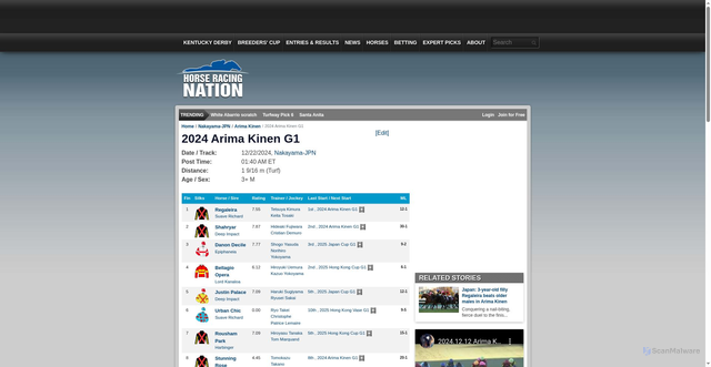 Security scan screenshot of https://www.horseracingnation.com/race/2024_Arima_Kinen