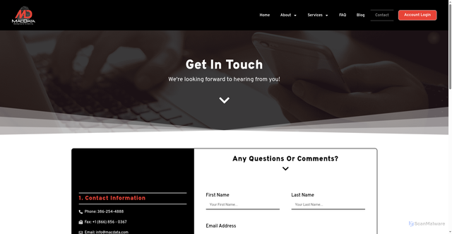 Security scan screenshot of https://mac-data-backup.pages.dev/contact-us/