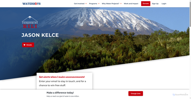 Security scan screenshot of https://waterboys.org/jason-kelce/
