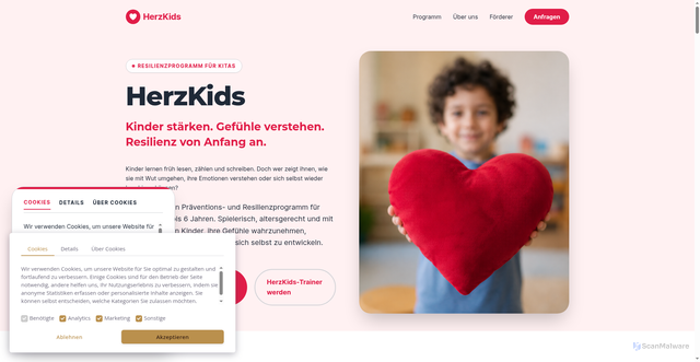 Security scan screenshot of https://herzkids.info/