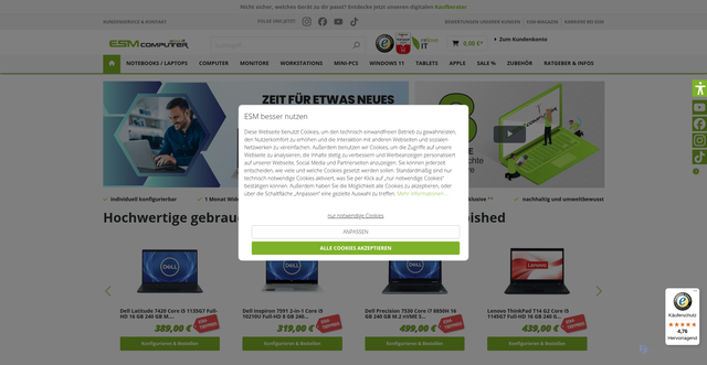 Security scan screenshot of https://esm-computer.de