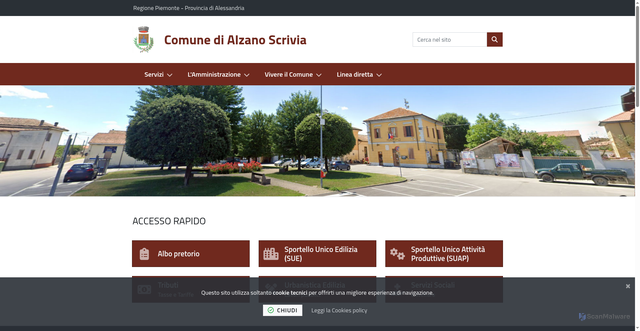 Security scan screenshot of https://www.comune.alzanoscrivia.al.it/it-it/home