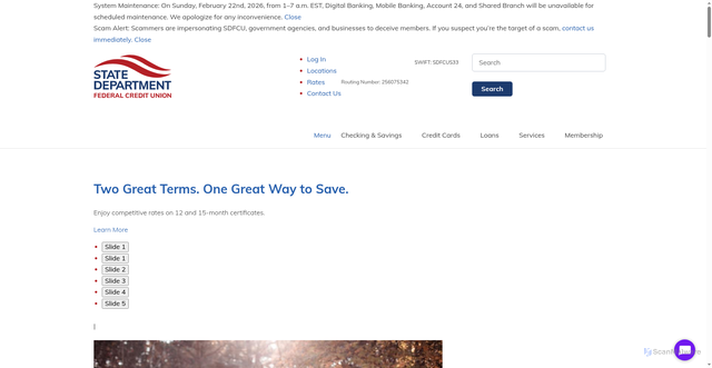 Security scan screenshot of https://www.sdfcu.org/