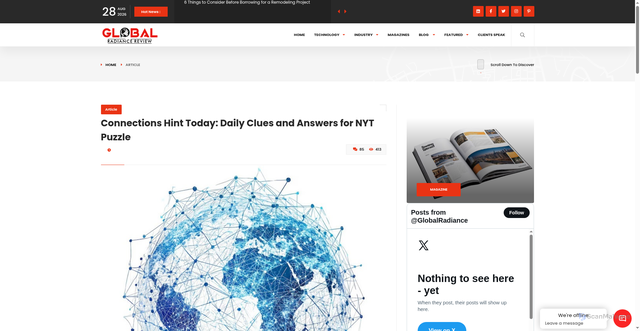 Security scan screenshot of https://globalradiancereview.com/article/connections-hint-today