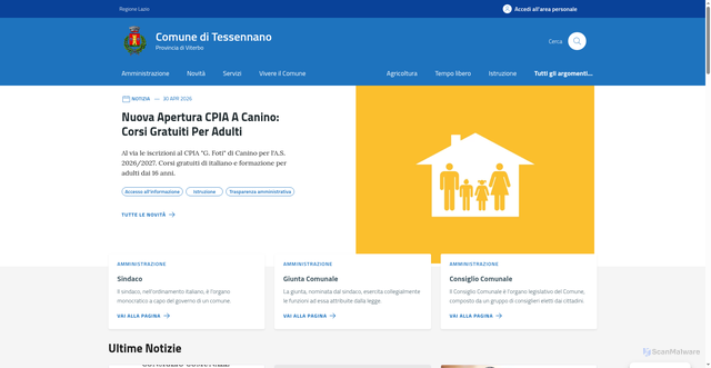 Security scan screenshot of https://www.comune.tessennano.vt.it