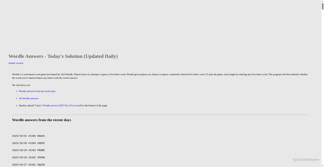 Security scan screenshot of https://www.stockq.org/life/wordle-answers.php