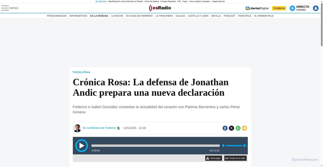 Security scan screenshot of https://esradio.libertaddigital.com/es-la-manana-de-federico/cronica-rosa/2026-05-22/la-defensa-de-jonathan-andic-prepara-una-nueva-declaracion-7408495/