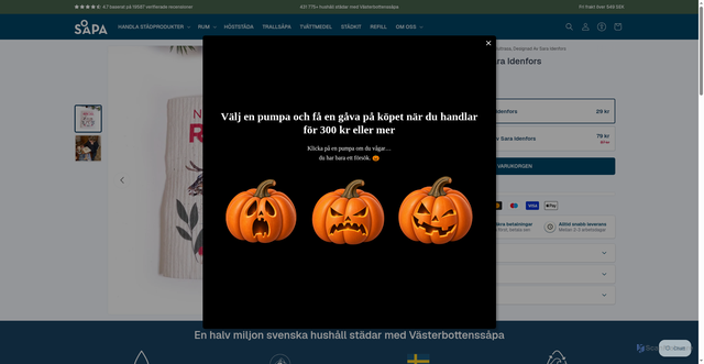 Security scan screenshot of https://vasterbottenssapa.se/products/jultrasa-designad-av-sara-idenfors?utm_source=Klaviyo&utm_medium=email&utm_campaign=Checkout%20Started%233%20New%20costumer-Generell&_kx=0OXz3mJfGNAveKheKyaoTbP_lHZZZpJM-QRnCX-Kbd8.SVSV9c