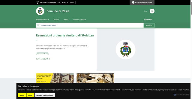 Security scan screenshot of https://www.comune.resia.ud.it