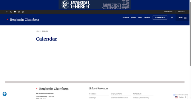 Security scan screenshot of https://bc.casdonline.org/calendar