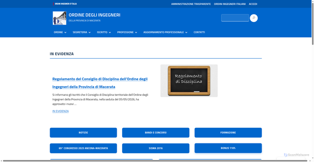 Security scan screenshot of https://macerata.ordingegneri.it/
