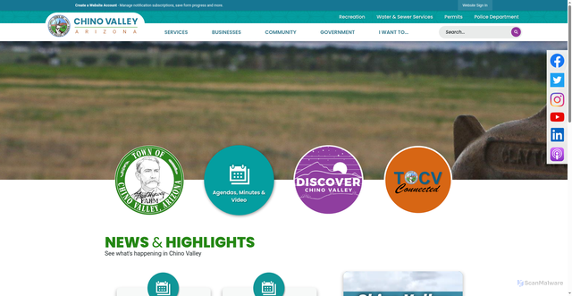 Security scan screenshot of https://www.chinovalleyaz.gov/