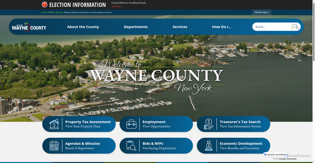 Security scan screenshot of https://waynecountyny.gov/