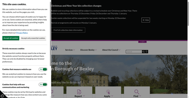 Security scan screenshot of https://www.bexley.gov.uk/