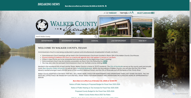 Security scan screenshot of https://www.co.walker.tx.us/
