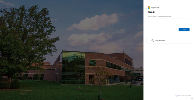 Security scan screenshot of https://woodcountyhosp-my.sharepoint.com