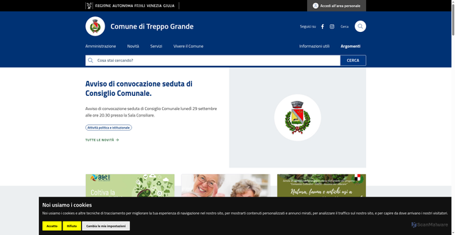 Security scan screenshot of https://www.comune.treppogrande.ud.it/