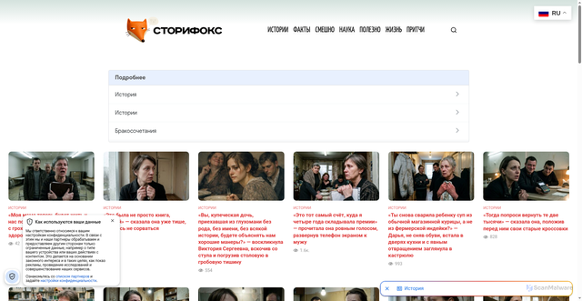 Security scan screenshot of https://storyfox.ru