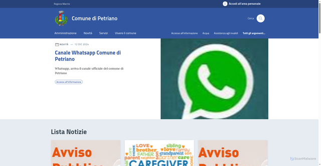 Security scan screenshot of https://comune.petriano.pu.it/