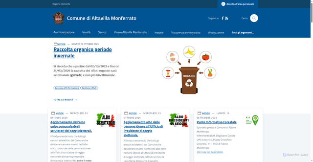 Security scan screenshot of https://www.comune.altavillamonferrato.al.it/