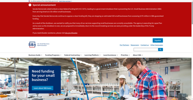 Security scan screenshot of https://www.sba.gov/