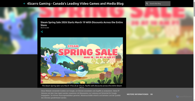 Security scan screenshot of https://www.4scarrsgaming.com/2026/03/steam-spring-sale-2026.html