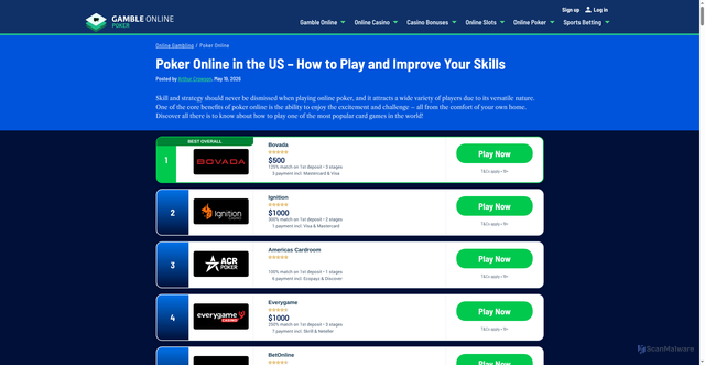 Security scan screenshot of https://gambleonline.us.com/poker/