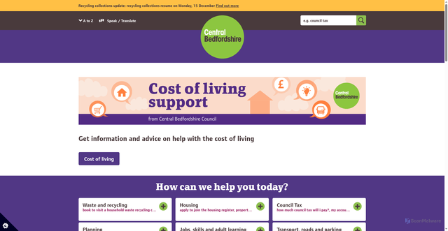 Security scan screenshot of https://www.centralbedfordshire.gov.uk:443/