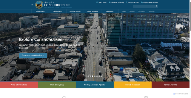 Security scan screenshot of https://conshohockenpa.gov/