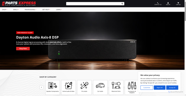 Security scan screenshot of https://parts-express.com