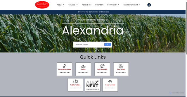 Security scan screenshot of https://alexandriaoh.gov/
