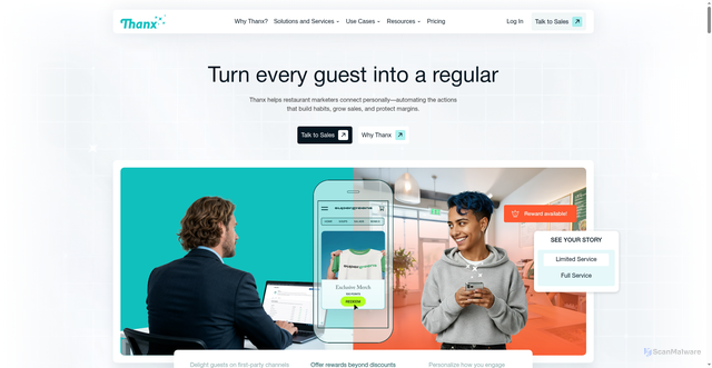 Security scan screenshot of https://thanx.com