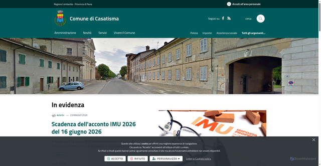 Security scan screenshot of https://www.comune.casatisma.pv.it