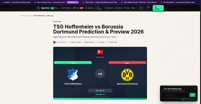 Security scan screenshot of https://www.sportbotai.com/news/tsg-hoffenheim-vs-borussia-dortmund-preview-2026