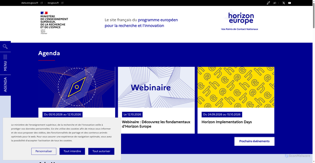 Security scan screenshot of https://horizon-europe.gouv.fr