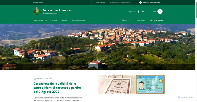 Security scan screenshot of https://www.comune.vaccarizzoalbanese.cs.it/