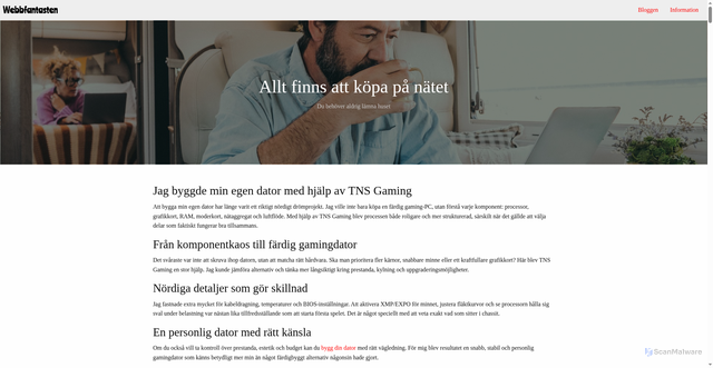 Security scan screenshot of https://webbfantasten.se