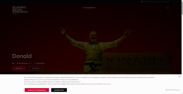 Security scan screenshot of https://www.teatrodellatoscana.it/it