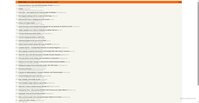 Security scan screenshot of https://news.ycombinator.com/