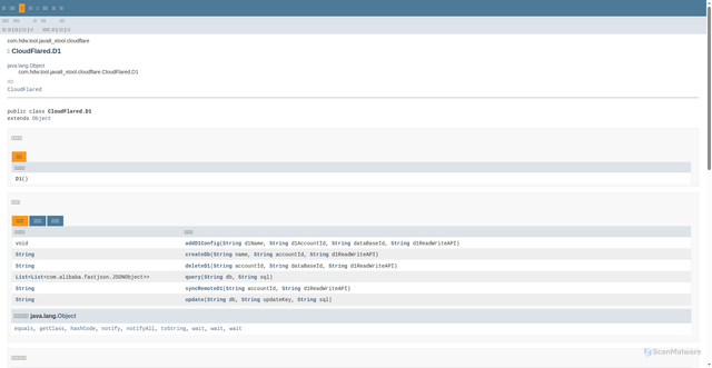 Security scan screenshot of https://t-3aa.pages.dev/com/hdw/tool/java8_xtool/cloudflare/CloudFlared.D1.html