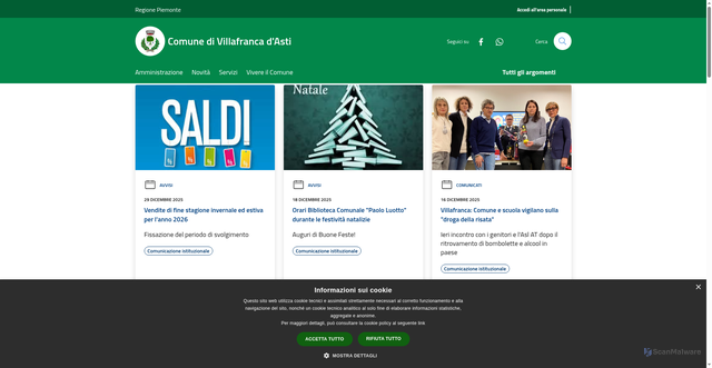 Security scan screenshot of https://www.comune.villafrancadasti.at.it/it