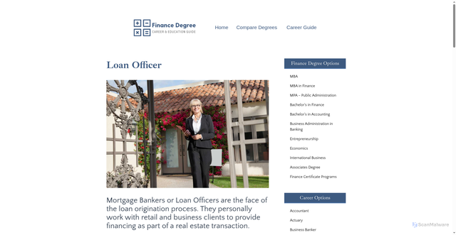 Security scan screenshot of https://finance-degree.com/loan-officer/