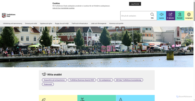 Security scan screenshot of https://www.trollhattan.se/startsida