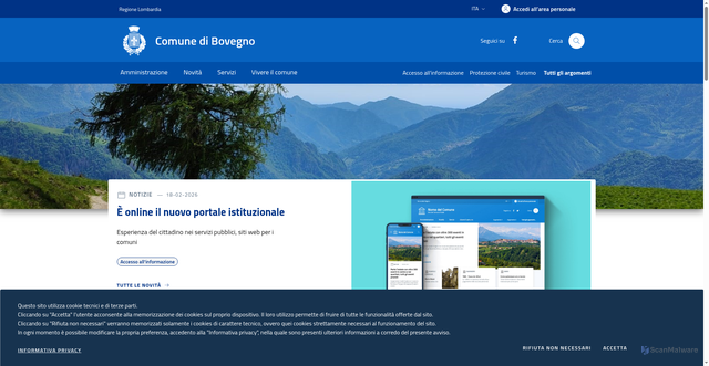 Security scan screenshot of https://www.comune.bovegno.bs.it/