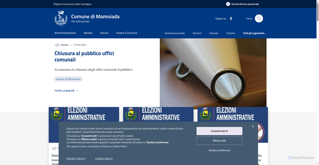 Security scan screenshot of https://www.comune.mamoiada.nu.it