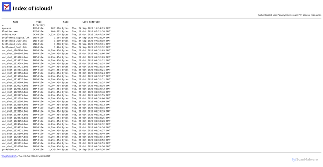Security scan screenshot of http://217.69.11.65/cloud/