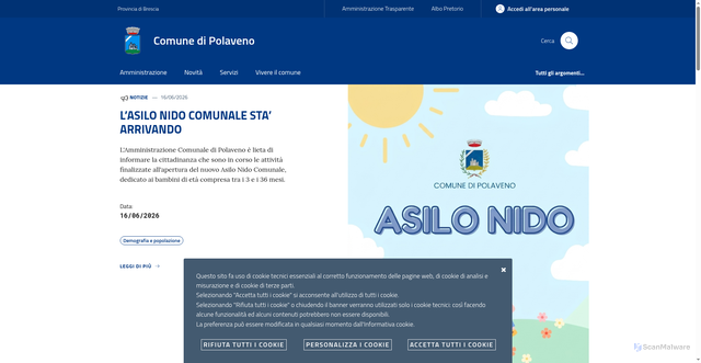 Security scan screenshot of https://www.comune.polaveno.bs.it